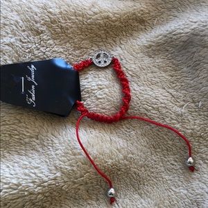 NWT Rhinestone red macrame peace bracelet